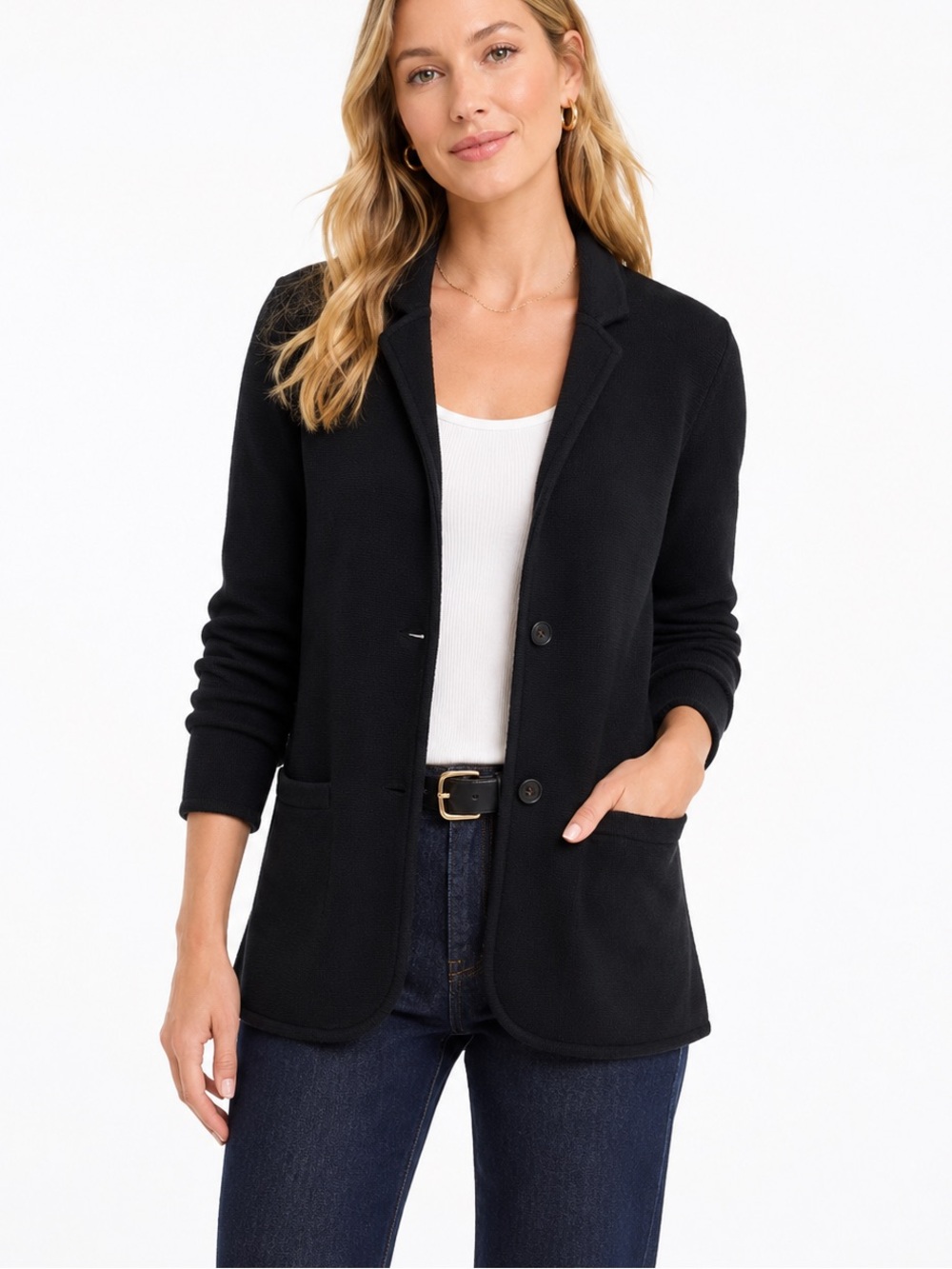 J.Crew Black Cotton Sweater Blazer Cardigan Jacket Size Small